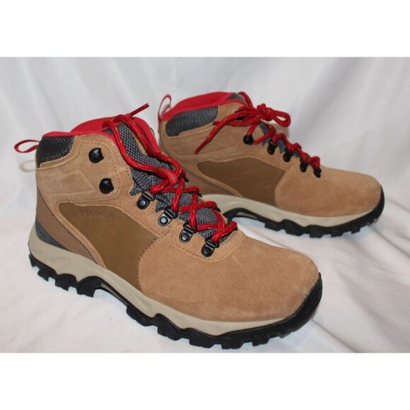 COLUMBIA MEN NEWTON RIDGE PLUS II WATERPROOF HIKING BOOT SIZE 7 ELK/RED NIB - Picture 2 of 6